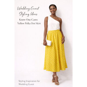 Know One Cares Yellow Polka Dot Skirt Size Large NWT Midi Skirt Lightweight
